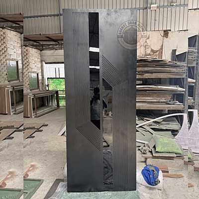 Contemporary 2D HDHMR Door with Black Acrylic | Enamel Painted Finish Contemporary 2D HDHMR Door with Black Acrylic | Enamel Painted Finish